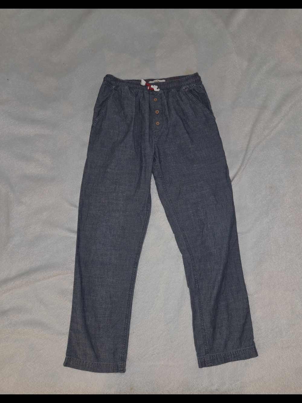 Mini Boden Relaxed Chambray Drawstring Pants - Blue
